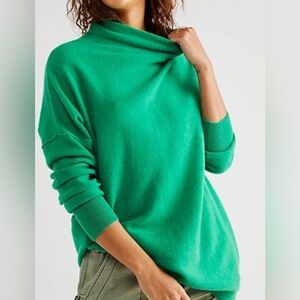 Free People Green Cowl-Neck Sweater 100% Cashmere!